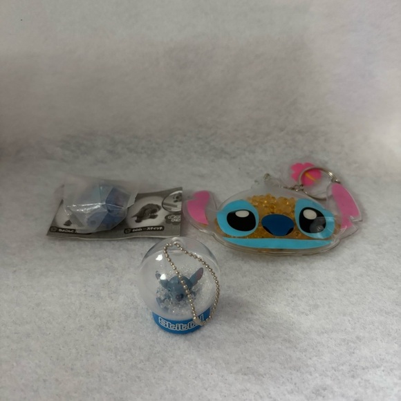Disney Other - Set of 3 STITCH Snow Globe Keychain Puffy Charm Gashapon Figure Disney Japan